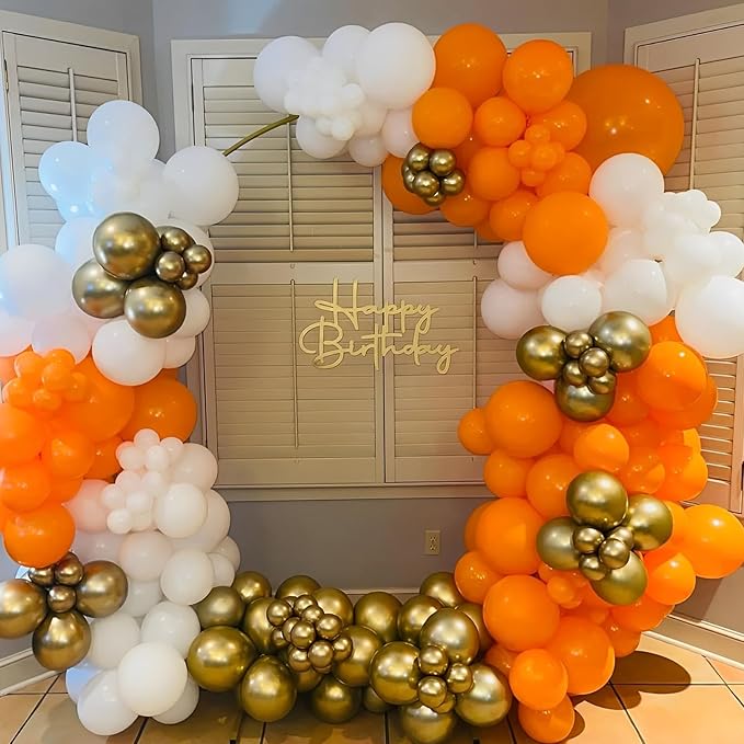 110pcs Orange Balloons 12inch Burnt Orange Latex Party Balloons for Thanksgiving Day, Fall Theme Party, Wedding, Birthday, Halloween, Baby Shower, Anniversary Party Decorations