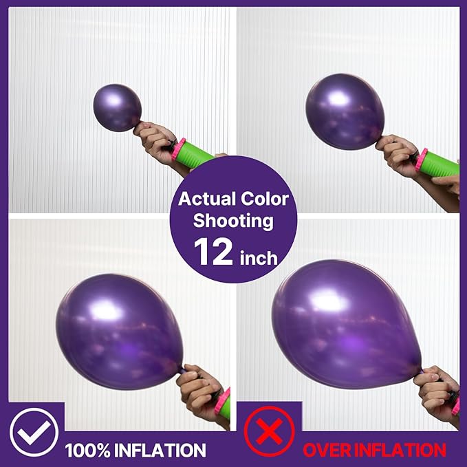 PartyWoo Purple Balloons, 140 pcs Lilac and Metallic Purple Balloons Different Sizes Pack of 18 Inch 12 Inch 10 Inch 5 Inch for Balloon Garland Balloon Arch as Birthday Decorations, Party Decorations