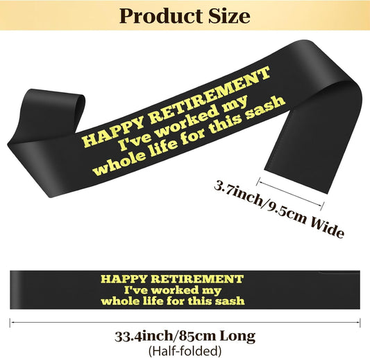 Retirement Sash Gift for Woman Men Retirement Party Decorations Funny Retired Gifts for Coworker Teacher Nurses Boss Friends Mom Grandma Retirees Black Retired Sash