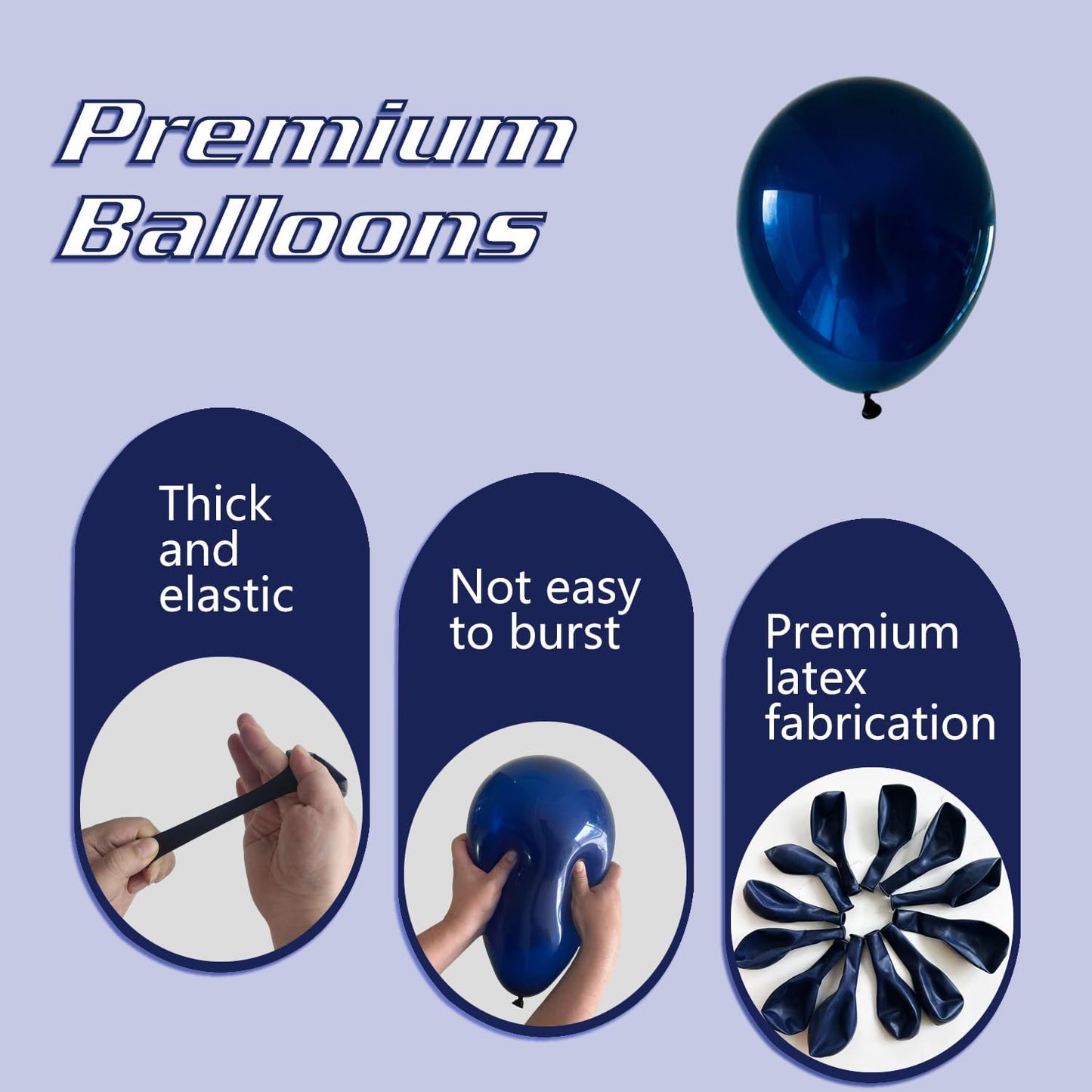 Navy Blue Balloons 145pcs Different Sizes 5in 10in 12in 18in Dark Blue Round Latex Balloon Arch Kit Garland for Graduation Wedding Baby Shower Birthday Party Decoration