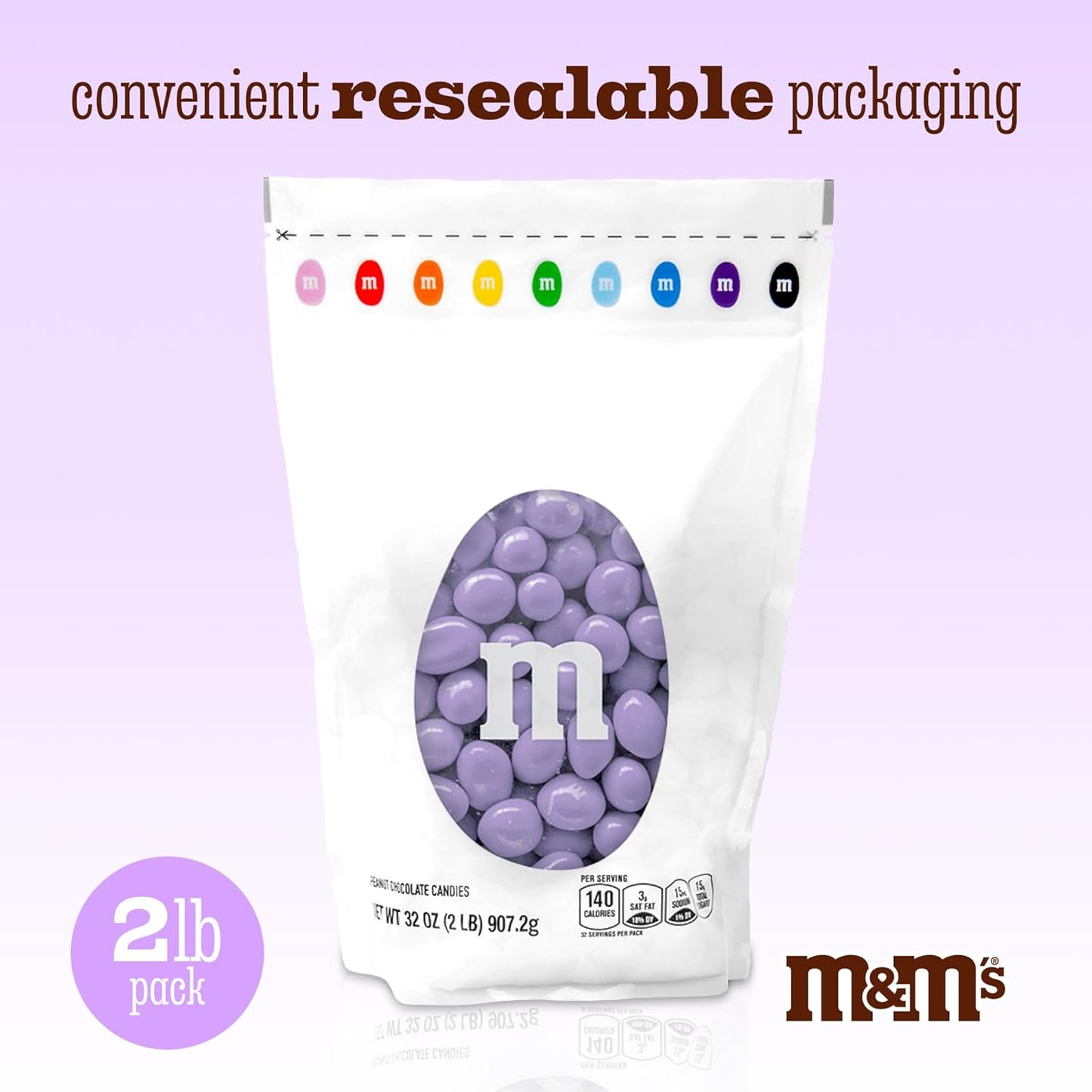 M&M’S WORLD Peanut Light Purple Chocolate Candy-2lbs of Bulk Candy in Resealable Pack for Candy Buffet,Birthday Parties,Theme Meetings,Candy Bar,Sweet Stuff for DIY Party Favors or Edible Decoration