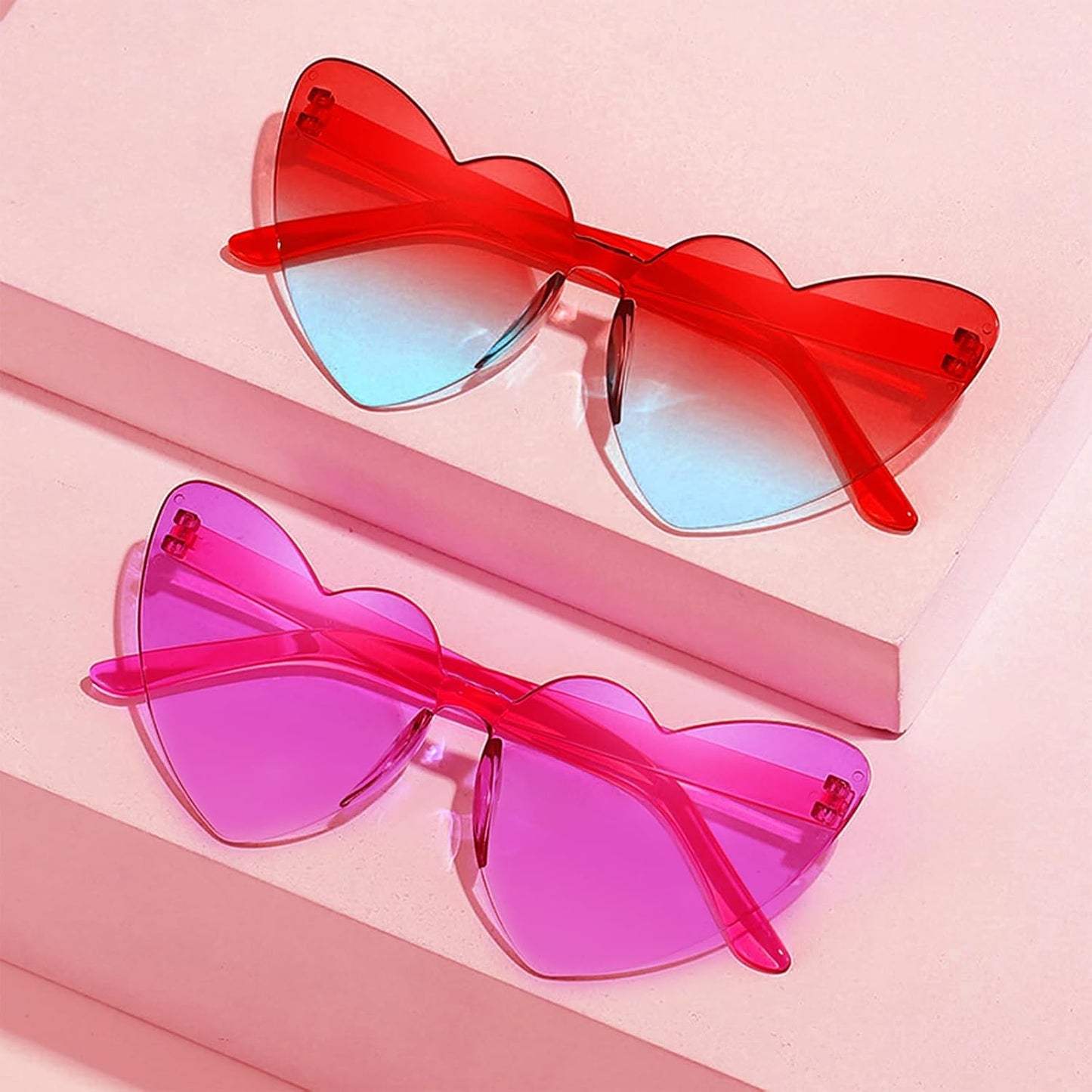Heart Shaped Rimless Sunglasses 12Pack, Bachelor Party Cool Colorful Funky Sunglasses