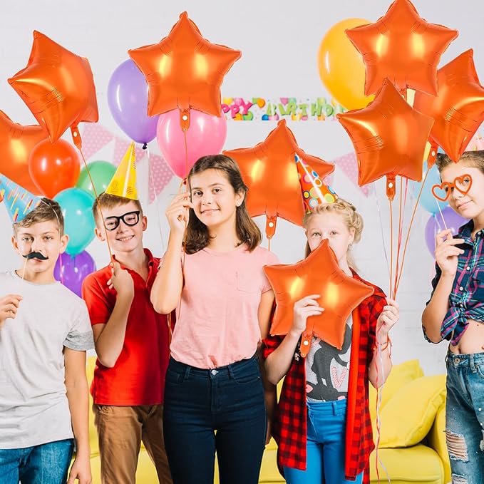 20 Pcs Orange Star Balloons,18 Inch Star Foil Balloons,Stars Shaped Balloon Mylar Helium Balloon for Birthday Party Anniversary Wedding Baby Shower Decorations (Orange)