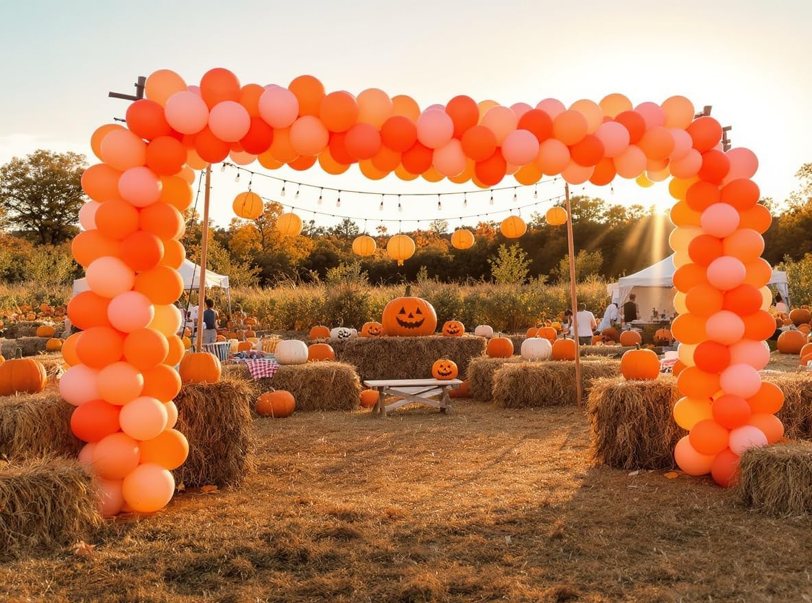 50 Pack 12 Inch Pumpkin Orange Latex Balloons for Halloween Party Decorations, Thick Premium Balloons for Fall Harvest, Birthday, Trunk‑or‑Treat, Arch & Garland, Air or Helium