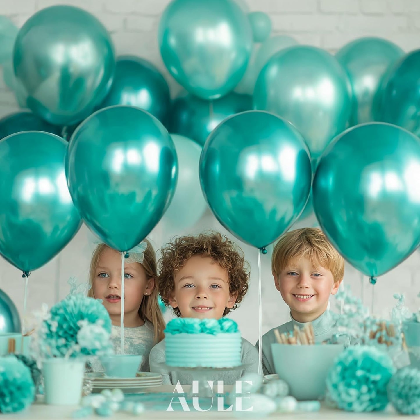 AULE Party Balloons 50 Pcs 12 inch Teal Green Metallic Chrome Helium Shiny Latex Thicken Balloon Perfect Decoration for Wedding Birthday Baby Shower Graduation Christmas Carnival