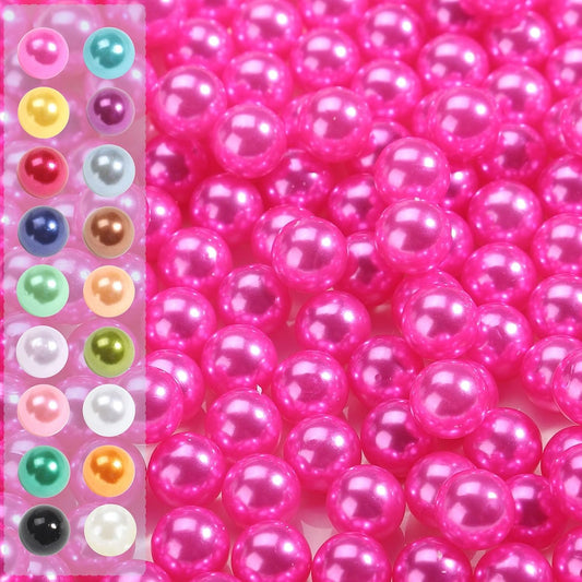 2200 Pcs Undrilled Holeless ABS Faux Pearl Beads for Vase fillers, No Hole Round Pearls for Cosmetic Boxes, DIY Parts, Table Scatter, Wedding, Birthday Party Home Decorating (Hot Pink, 6mm)