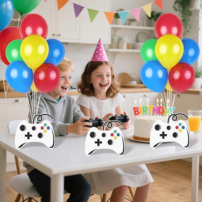 6 PCS Video Game Birthday Party Decorations Gaming Room Boys Balloons Stand Kit Balloon Centerpiece for Tables for Boy Gamer Game Themed Birthday Baby Shower Party Decoration