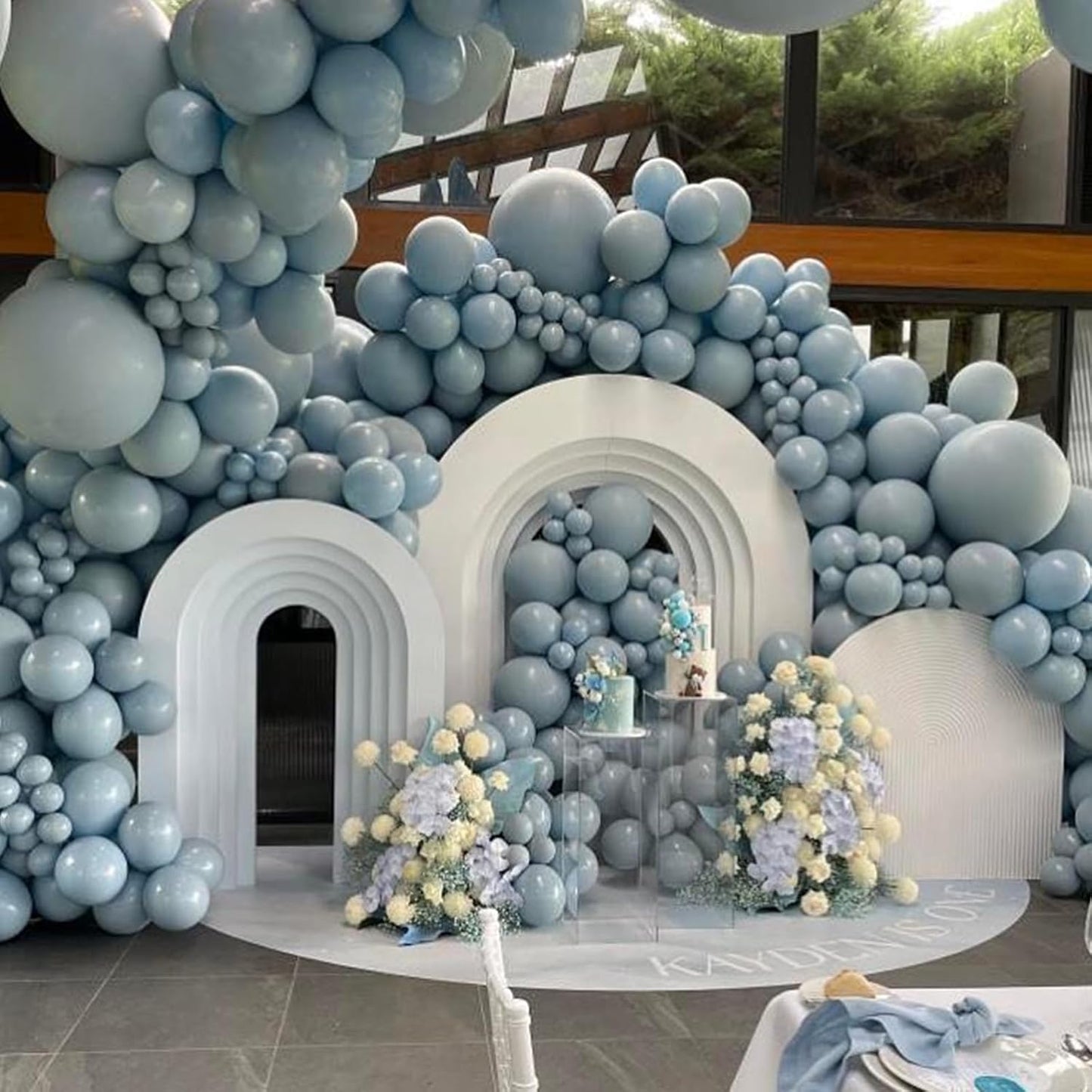 Blue Balloons - 12 Inch, 100 Pack Muted Dusty Blue Latex Balloons for Birthday, Boho Baby Shower, Bachelorette Party Decorations