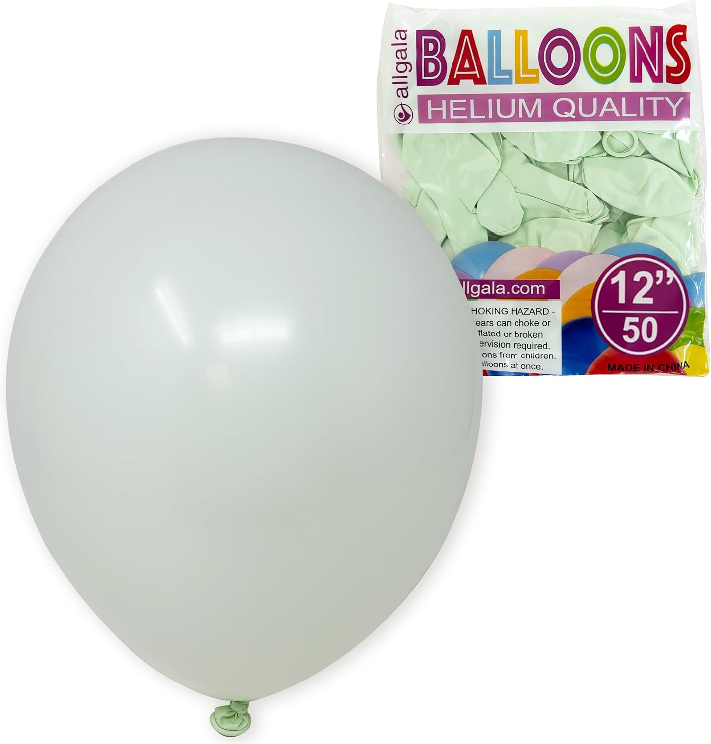 Allgala Helium Grade Latex Balloons - Bulk Balloon Pack | Ideal for Birthday Party Decorations, Gender Reveal, Thanksgiving | Thick and Strong Colored Balloons for Event | 50 pcs 12" - Retro Turquoise