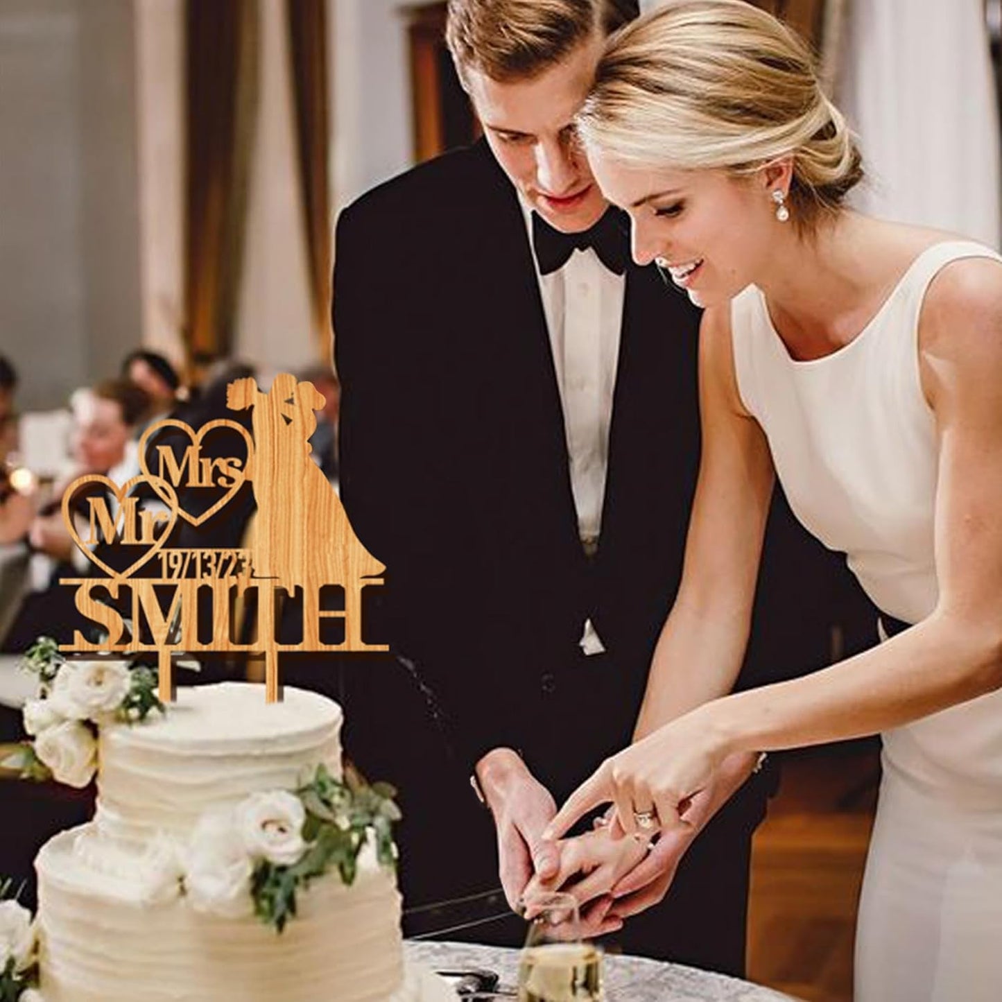 Personalized Wedding Cake Knife and Server Set, Custom Cake Cutting Set for Wedding, Gold Cake Knife Set Stainless Steel, Customized Gifts for Weddings, Engagements, Anniversaries, Birthday(Gold)