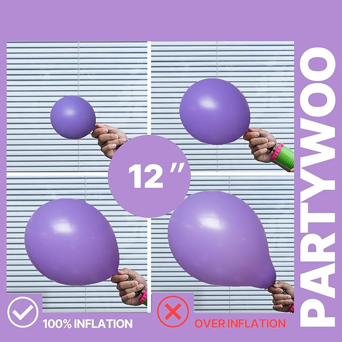 PartyWoo Purple Balloons 65pcs 12 Inch Light Pastel Dark Metallic Purple Lilac Lavender Confetti Balloons for Graduation Baby Shower Birthday Wedding Anniversary Butterfly Princess Party Decorations