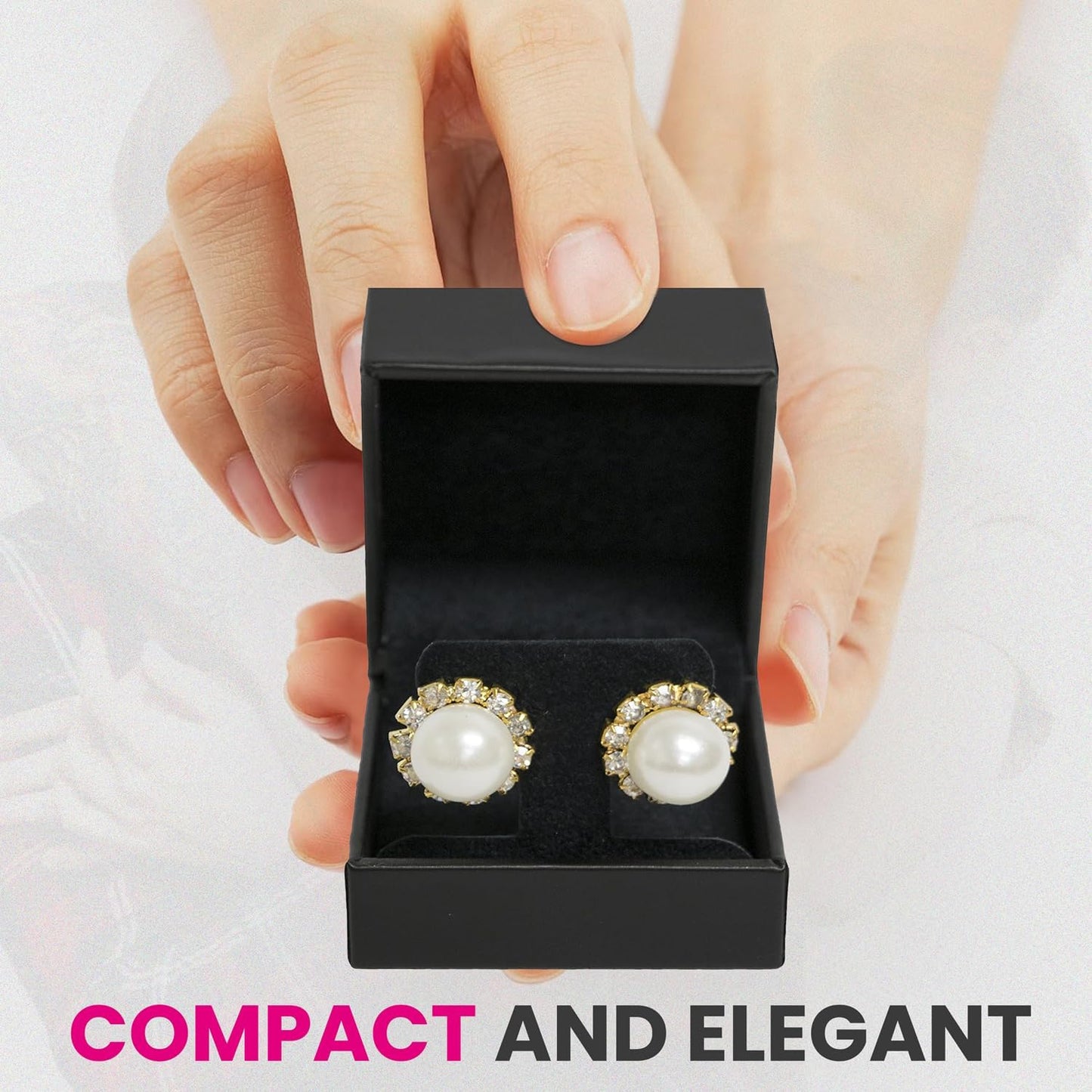 Novel Box Earring Tree Black Jewelry Box 2.37x2.37x1.87 Inches - Earrings Gift Box for Proposal Wedding Engagement - Faux Leatherette Jewelry Display Box - Gift Presentation Boxes for Earrings