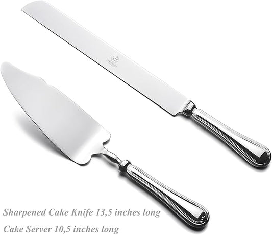 OTW PAVILION 2 Piece Wedding Cake Server Set,18/10 Stainless Steel Dessert Set Pie Server Cake Cutter Knife for Birthday,Anniversary,Holiday,Baby Shower,Party