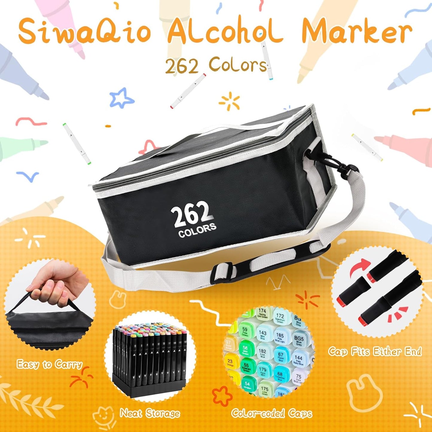 262 Colors Alcohol Markers with APP, Dual Tip Art Marker for Adults Coloring Books, Alcohol Ink Based Illustration Markers Set for Adult Artist Drawing Sketching Painting Lettering Cards