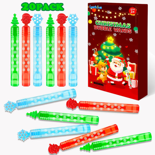 Christmas Mini Bubbles Wand Party Favors for Toddlers 20 Pack, Christmas Small Toys Gifts Goody Bag Stocking Stuffers Fillers for Kids, Xmas School Prizes Non Candy Treats Trinkets for Students