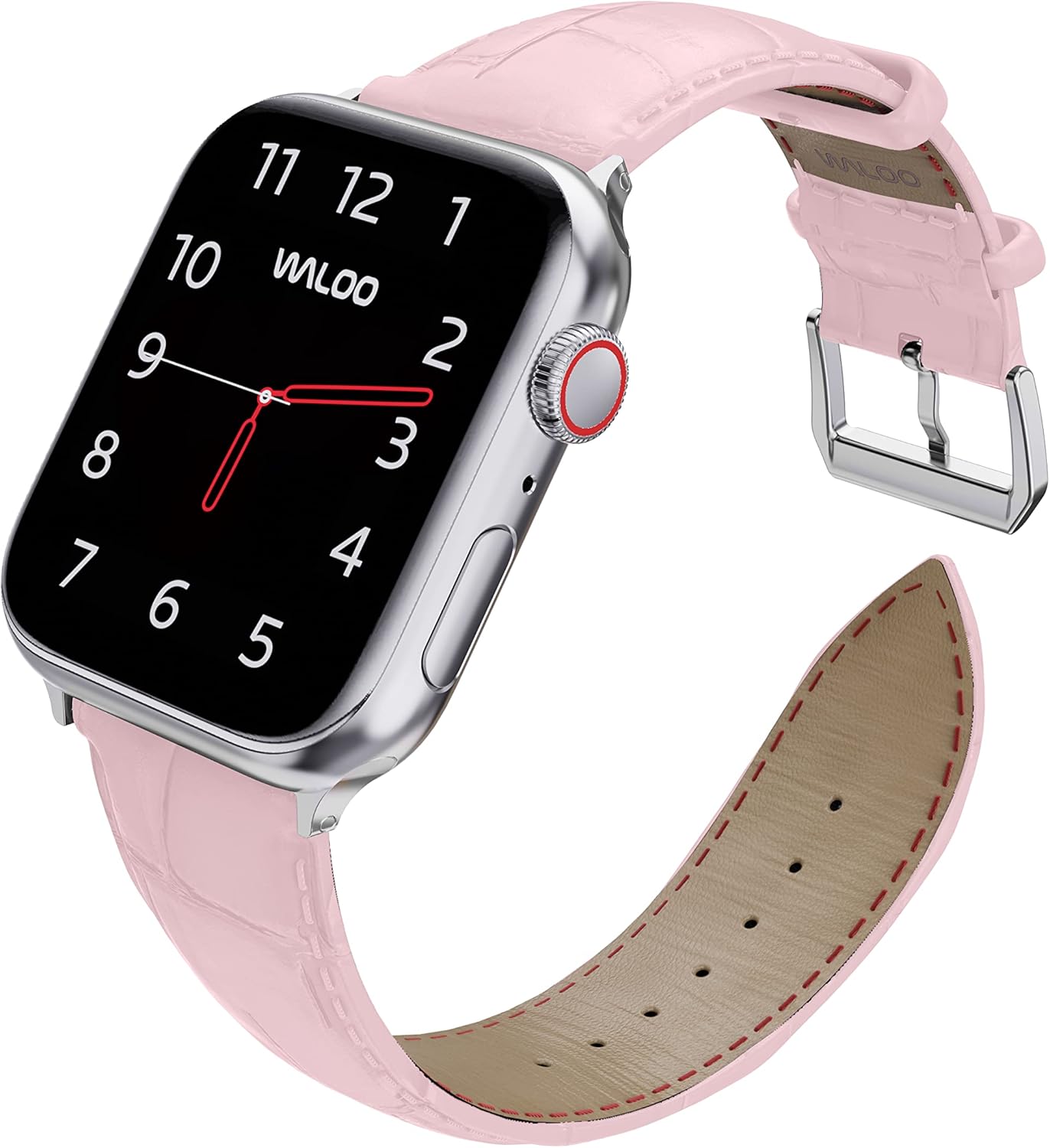 Waloo Genuine Leather Crocodile Embossed Design Alligator Replacement Watch Band Compatible With Your Apple Watch Series 10/9/8/7/6/5/4/3/2/1/SE/Ultra Fits Sizes 38mm, 40mm, 41mm, 42mm, 44mm, 45mm, 46mm, 49mm