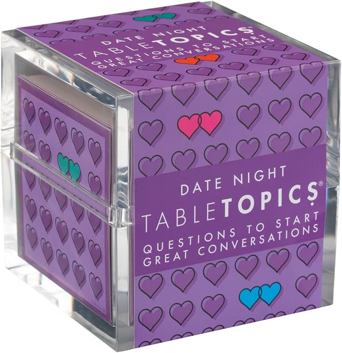 TableTopics Date Night Conversation Starter Card Game - 135 Questions for Romantic Evenings, Reconnect with Your Partner, Gift for Adult Couples Anniversaries & Valentine’s Day