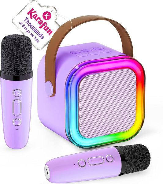 Mini Karaoke Machine for Kids, 2025 TOP Toys Christmas Birthday Gifts Ideas for Girls Ages 4, 5, 6, 7, 8, 9, 10, 12+ Years Old, Portable MP3 Player with 2 Wireless Mics for Party