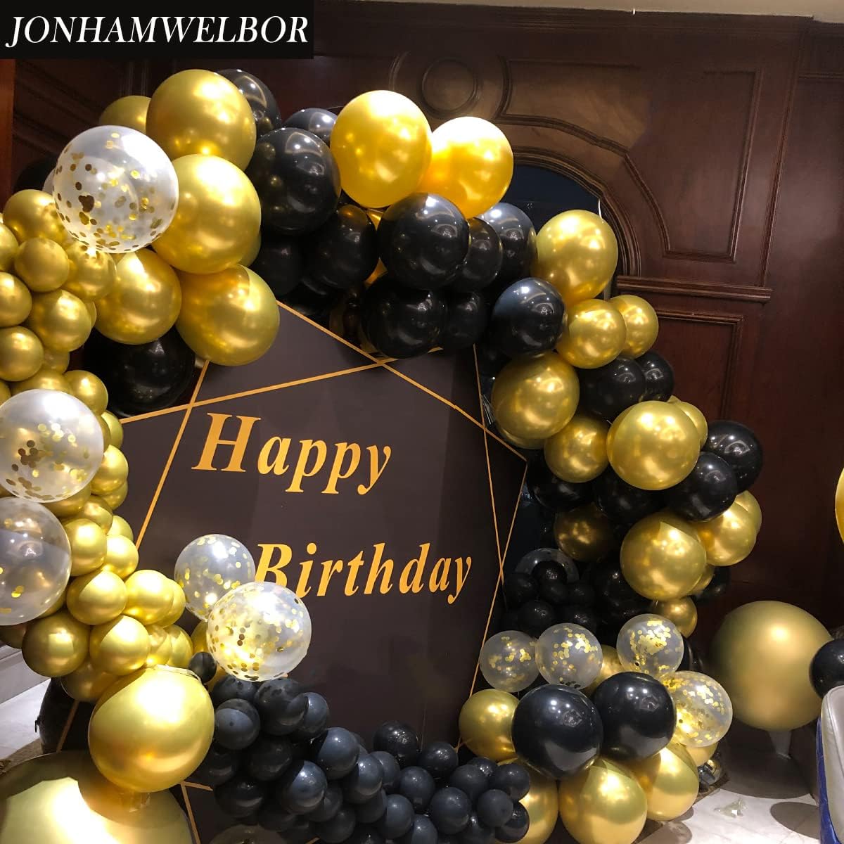 Jonhamwelbor Black Balloons 12 inch 100 Pack Black Latex Metallic Chrome Balloons for Birthday Halloween Graduation Baby Shower Party Decorations (with Ribbon)