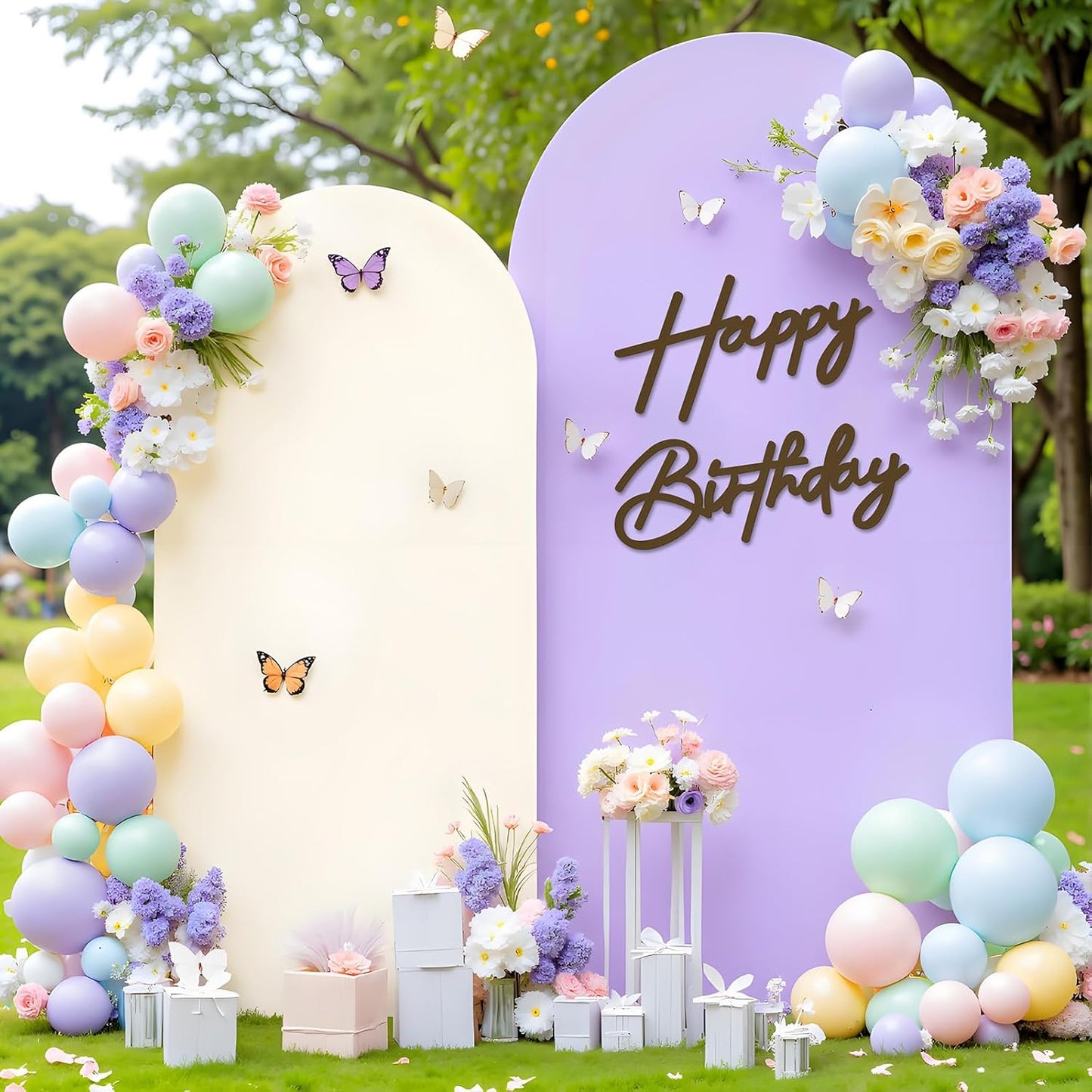 Happy Birthday Sign for Arch Backdrop - Felt Happy Birthday Letters Banner & Sign for Girls, Boys & Adults' Birthday Party Balloon Arch Decorations (Brown)