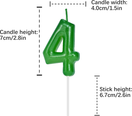 Green Number 4 Birthday Candles, Cake Toppers for Birthday/Baby Shower/Anniversary/Wedding Party Celebrating/Decorating. (Green Number 4)