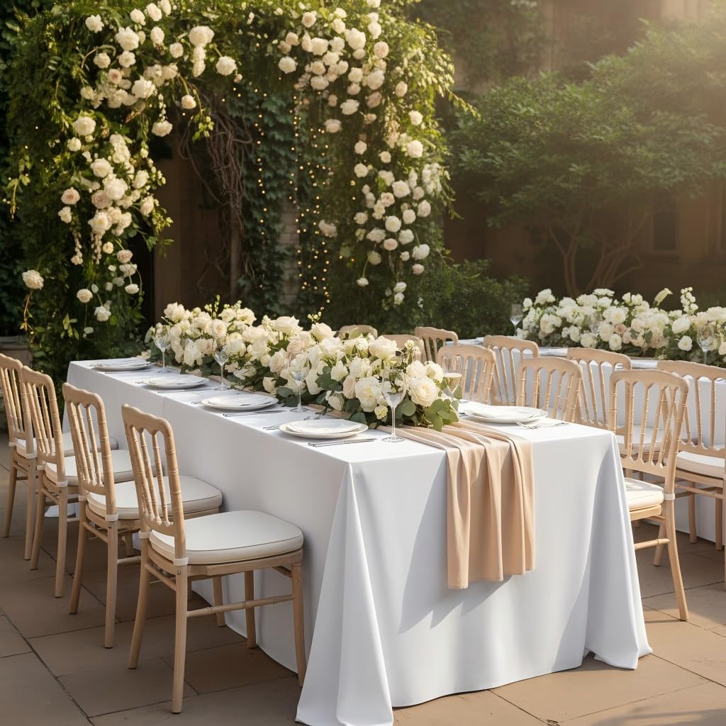 Fitable White Table Clothes for Rectangle Tables, 6 Pack - 90 x 132 Inch - Reusable and Elegant Tablecloths, Polyester Fabric Table Covers for Wedding, Party, Banquet, Formal Events