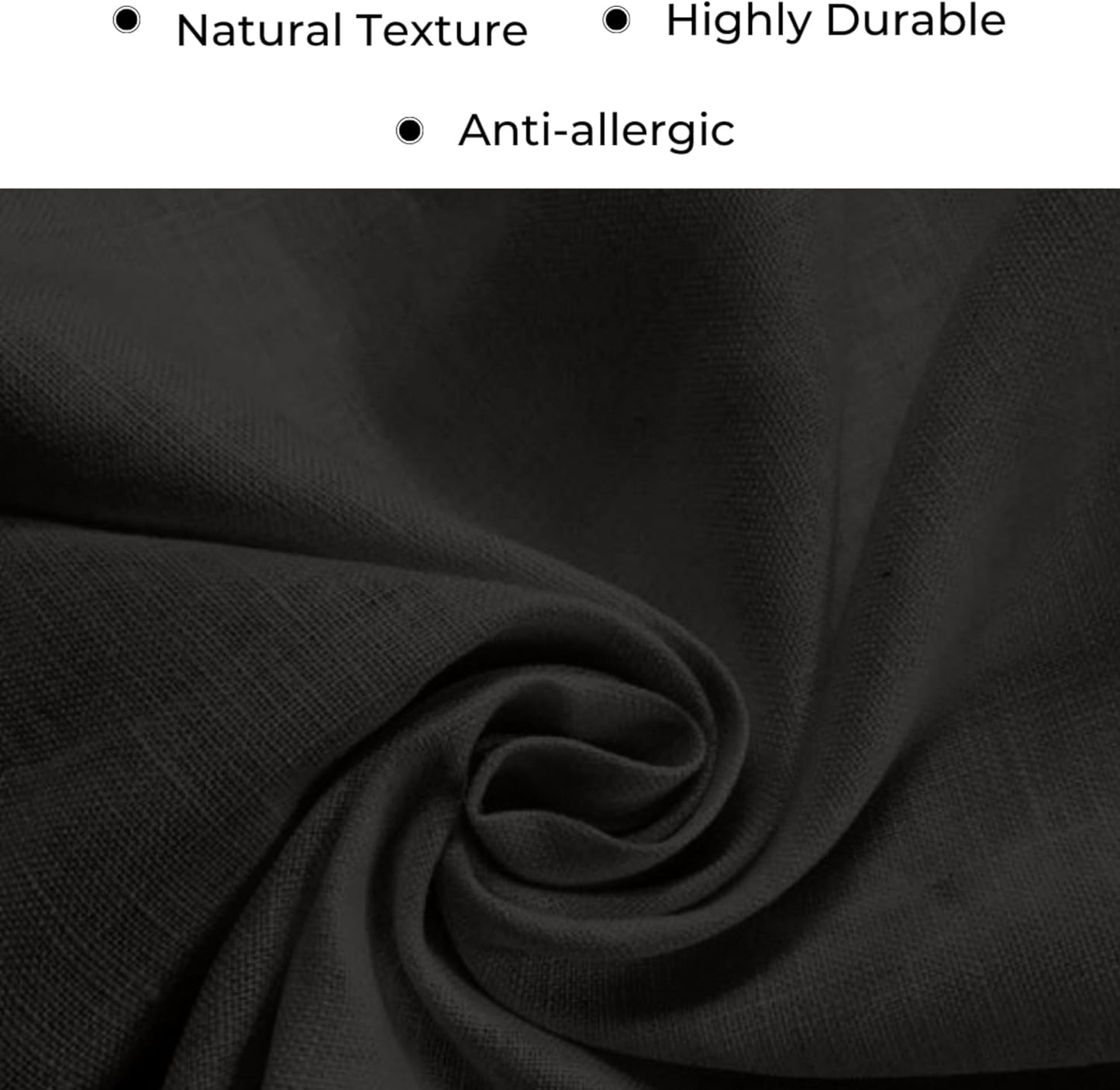 D'Moksha Homes Black Linen Table Runner 60 Inches Long - 100% Pure Linen Diamond Table Runner 14 x 60 Inch for Dining, Fall and Halloween - Machine Washable