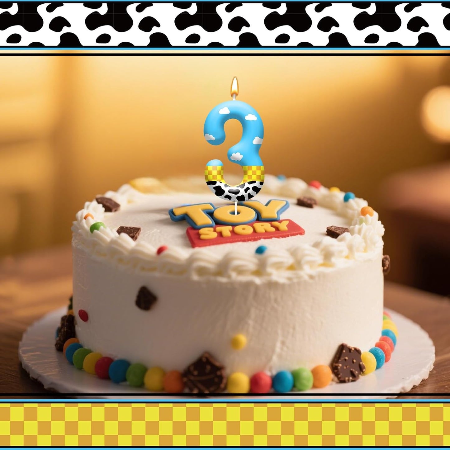 Toy Inspire Game Story Birthday Candles for Kids -Toy Themed Cake Topper Decorations,Party Supplies for Children's Birthday Celebrations(Number 3)