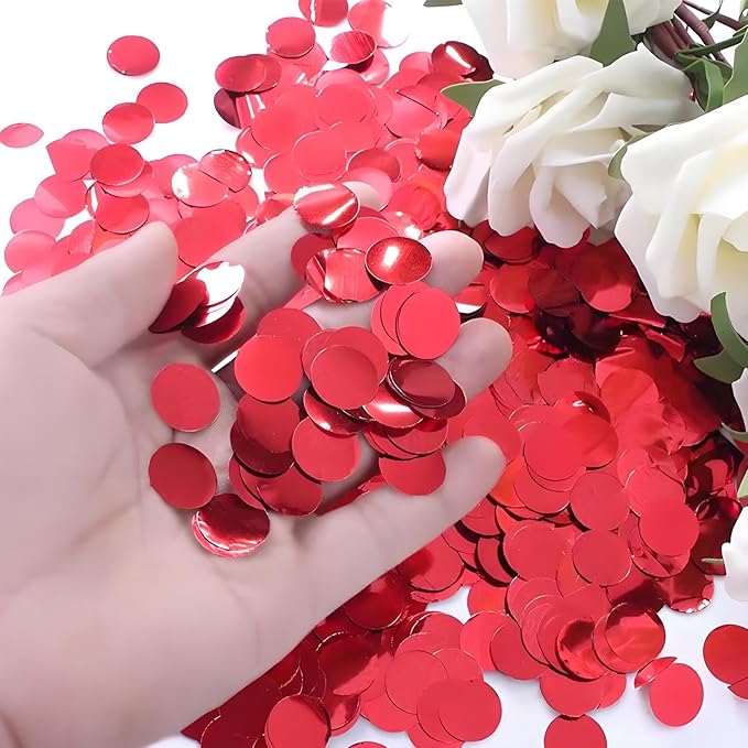 Red Metallic Foil Confetti 8000 Pcs Shiny Round Table Confetti for Fill Balloon Wedding Graduation Party Decorations,60g of pack