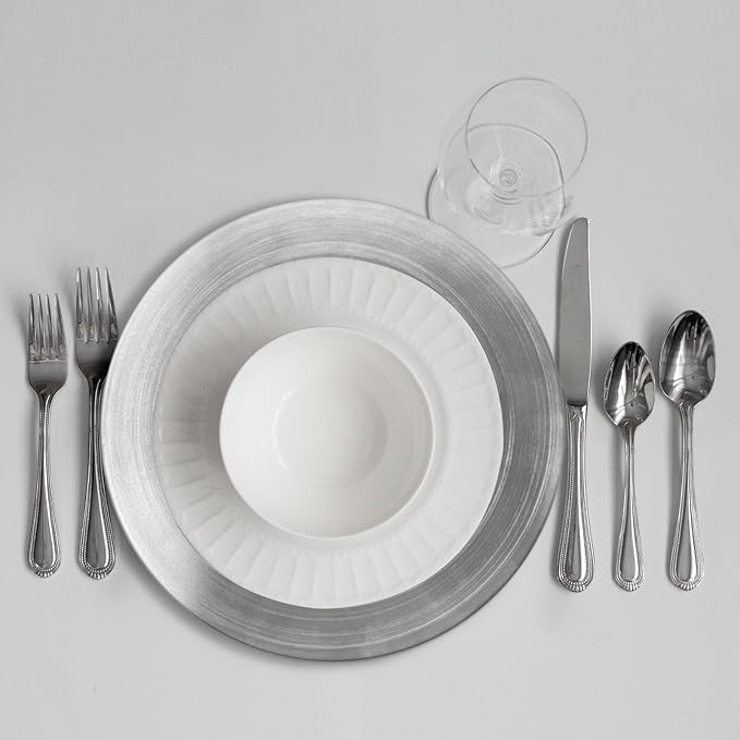 Silver Charger Plates, Set of 6 Serving Charger Plate for Dinner Table, Wedding, Events Plate Chargers - 13 Inch