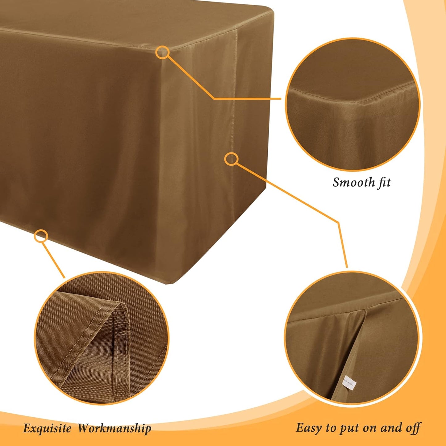 Obstal 2 Pack 6ft Tablecloths for Rectangle Tables - Water Resistant Washable Fabric Polyester Rectangle Table Cover Protector for Wedding, Banquet and Trade Shows, 72L x 30W x 30H Inches, Coffee
