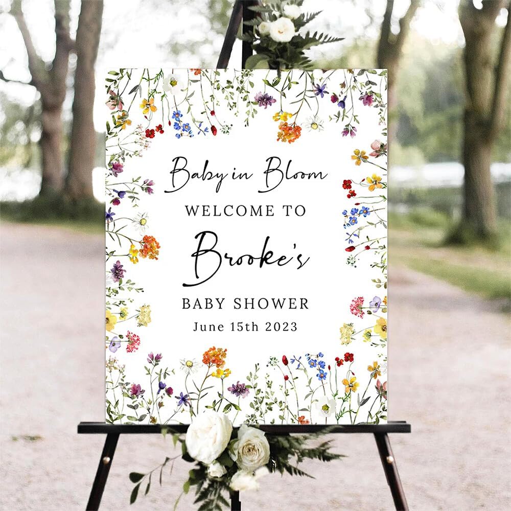 Editable Baby In Bloom Welcome Sign, Baby in Bloom Baby Shower Welcome Sign, Wildflower Baby Shower Sign, Spring Floral Baby Shower Welcome Sign, Personalized Baby Shower Sign #06