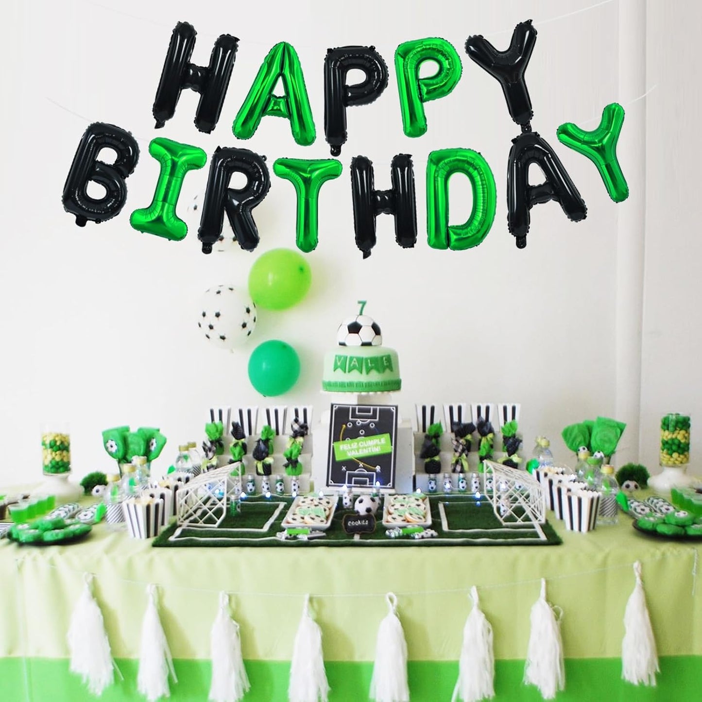 TONIFUL Happy Birthday Balloons Banner 16 Inch Mylar Foil Letters Birthday Sign Reusable for Girls Boys Kids & Adults Birthday Party Decorations Supplies（Black Green）