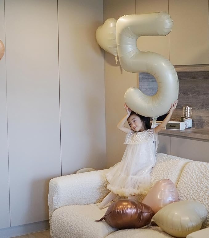 Cream 5 Balloon, Number Balloons 40 Inch, 5th Birthday Balloons Decorations, Cream Party Supplies, 5 Number Balloons, Number 5 Balloon