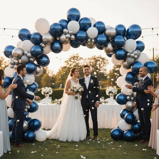 Hestya 100 Pieces 10 Inch Navy Blue Balloons Latex Party Balloons Arch Garland Kit for Weddings, Bridal Shower, Graduation, Anniversary, Birthday Party Decoration