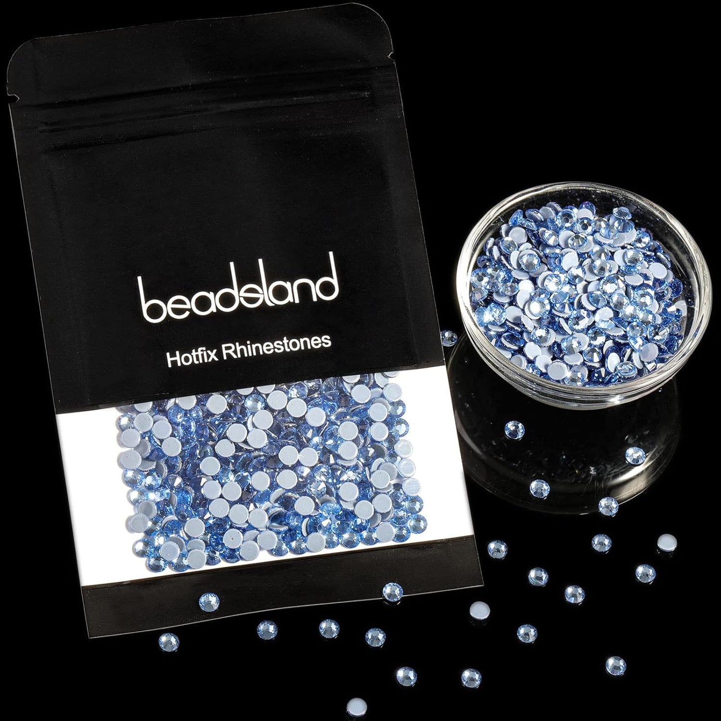 Beadsland Hotfix Rhinestones, 288pcs Crystal Rhinestones for Crafts Clothes DIY Decoration, Light Sapphire, SS34, 7.0-7.3mm