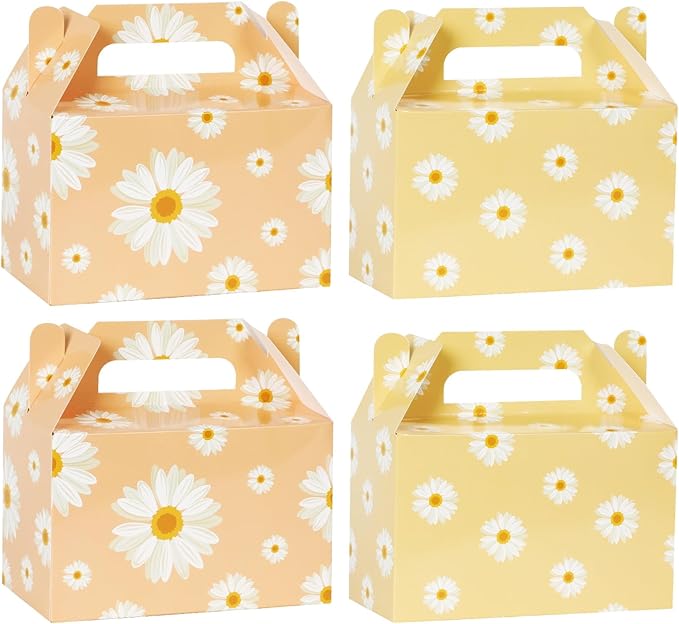 ZOiiWA 24Pcs Daisy Flower Treat Boxes Party Supplies Hippie Daisy Flower Spring Party Favors Goodie Gift Boxes for Girls Birthday Baby Shower Wedding Party Decor Retro Hippie Boho Treat Candy Box Home