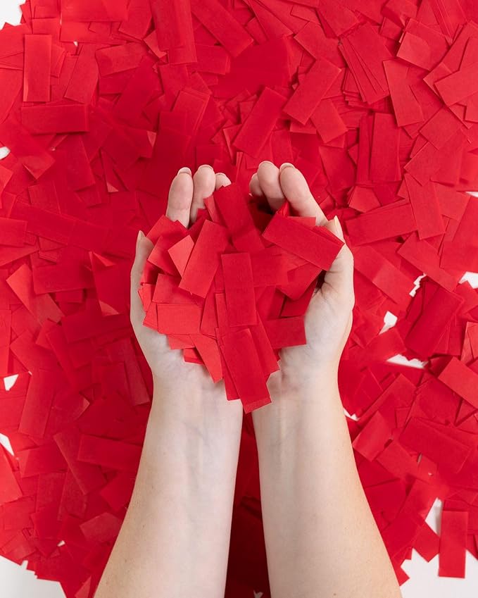 Ultimate Confetti, Red Biodegradable Confetti - Rectangular Fluttering Tissue Paper Confetti for Cannon and Launcher use - Best for Birthday, Wedding, live Events and Table Decoration - 1 lb, 16 oz