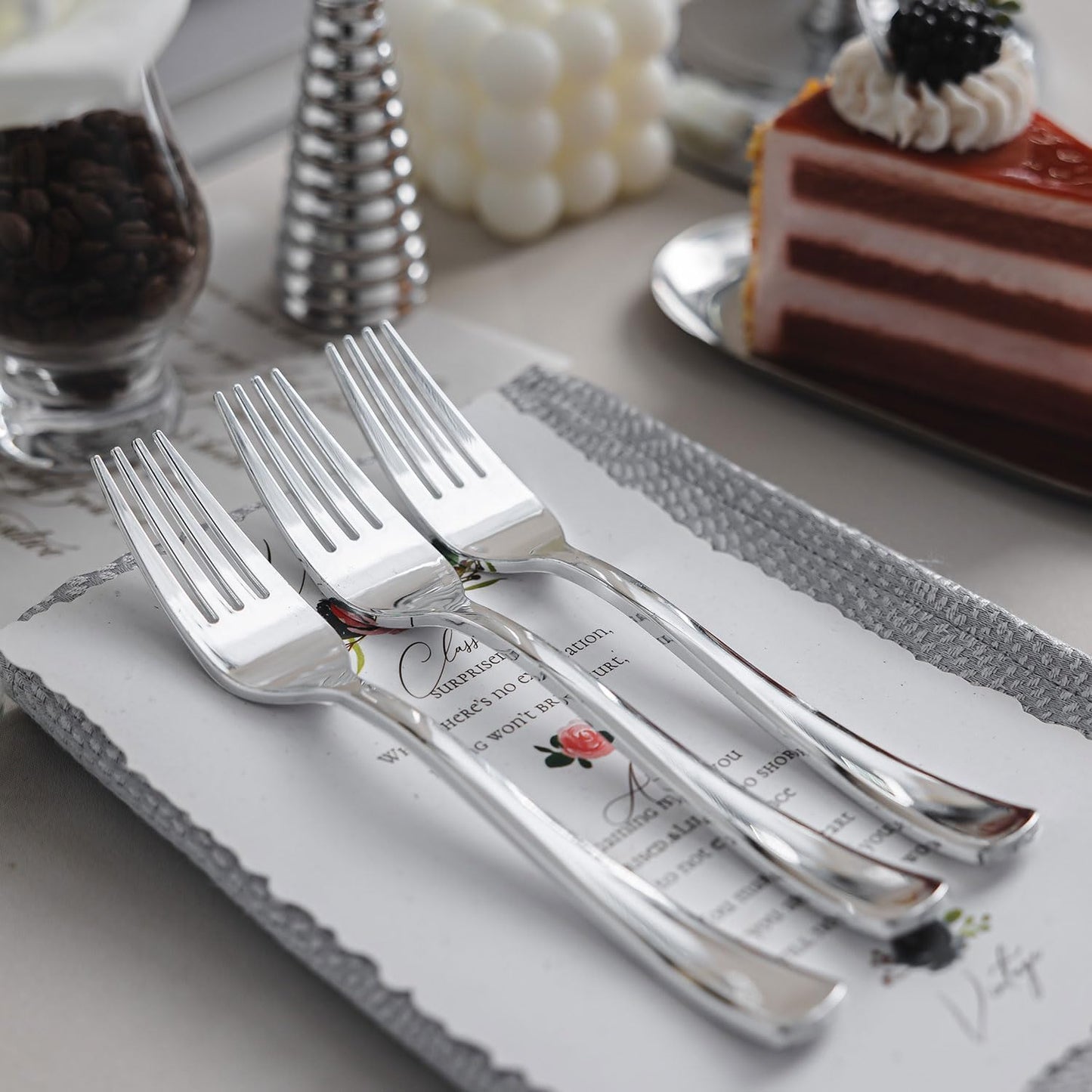 N9R 72PCS Silver Plastic Forks, Solid, Durable and Heavy Duty Disposable Silverware Forks, Perfect Plastic Utensils for Party, Wedding and Daily Use