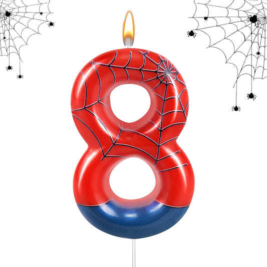 Spider Themed Birthday Candle Number 8 Candle Birthday Cake Candle Party Decoration Cake Topper for Spider Party Decoration Theme Party Supplies (Number 8)