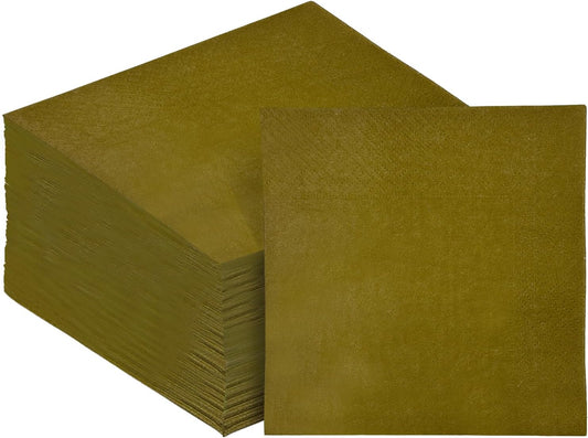 Olive Green Cocktail Napkins 5 * 5inch disposable Beverage Napkin paper for Cocktail, Wedding, Dinner，Birthday Party Dessert Wine Paper Napkins（ 120 Count）