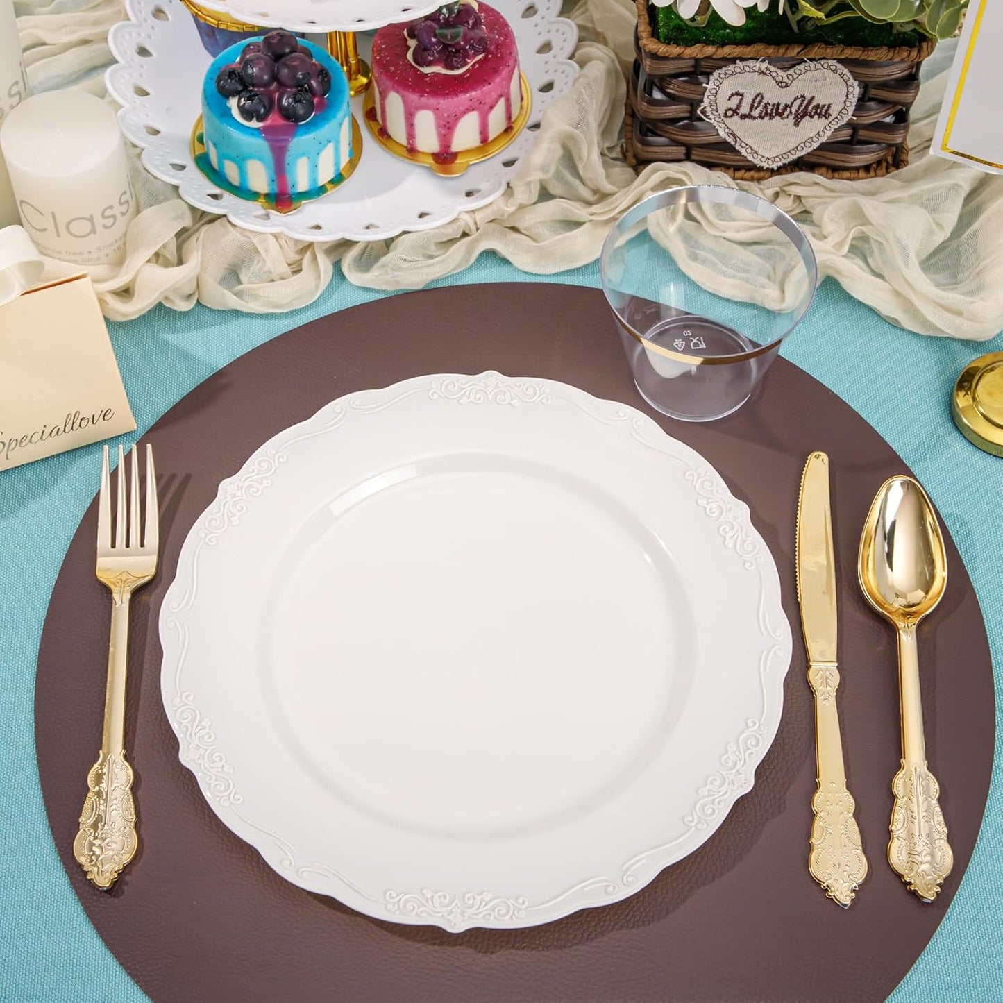 DaYammi 60PCS Ivory Plastic Plates, Thanksgiving Plates Disposable Heavy Duty Disposable Plates Premium 10inch Ivory Dinner Platos Hard Plastic Platos Disposable for Party Wedding Bridal Shower