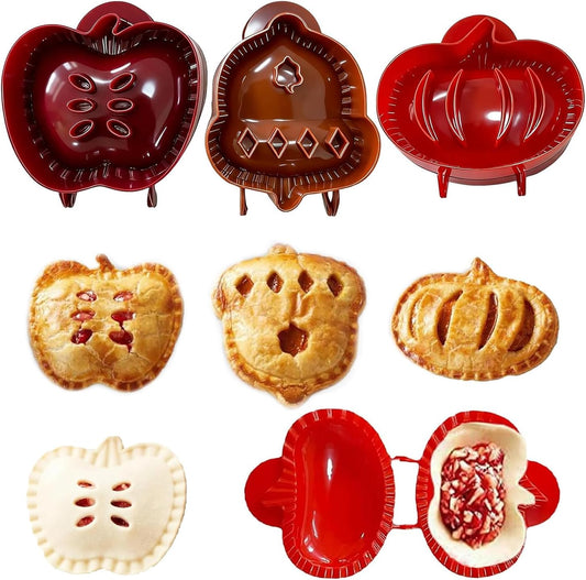 Holiday Mini Pie Molds, 3PCS Fall Baking Hand Pie Molds Maker with Apple, Acorn & Pumpkin, Perfect Kitchen Tools Accessories for Party Potluck Hand Pie Mold for Festivals and Parties