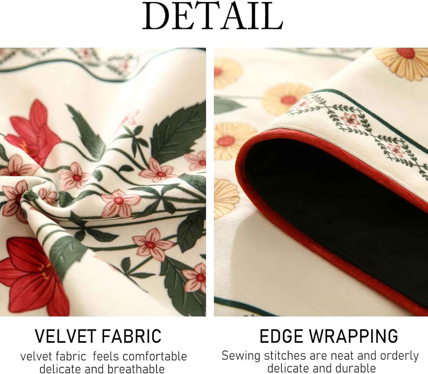 ISAENNE Designer Velvet Colorful Table Runner 102 Inches Long,Farmhouse Rustic Floral Pattern Decor Table Runners for Dining Tables,Thanksgiving,Kitchen Tables,Christmas,12"*102"-Bertina D