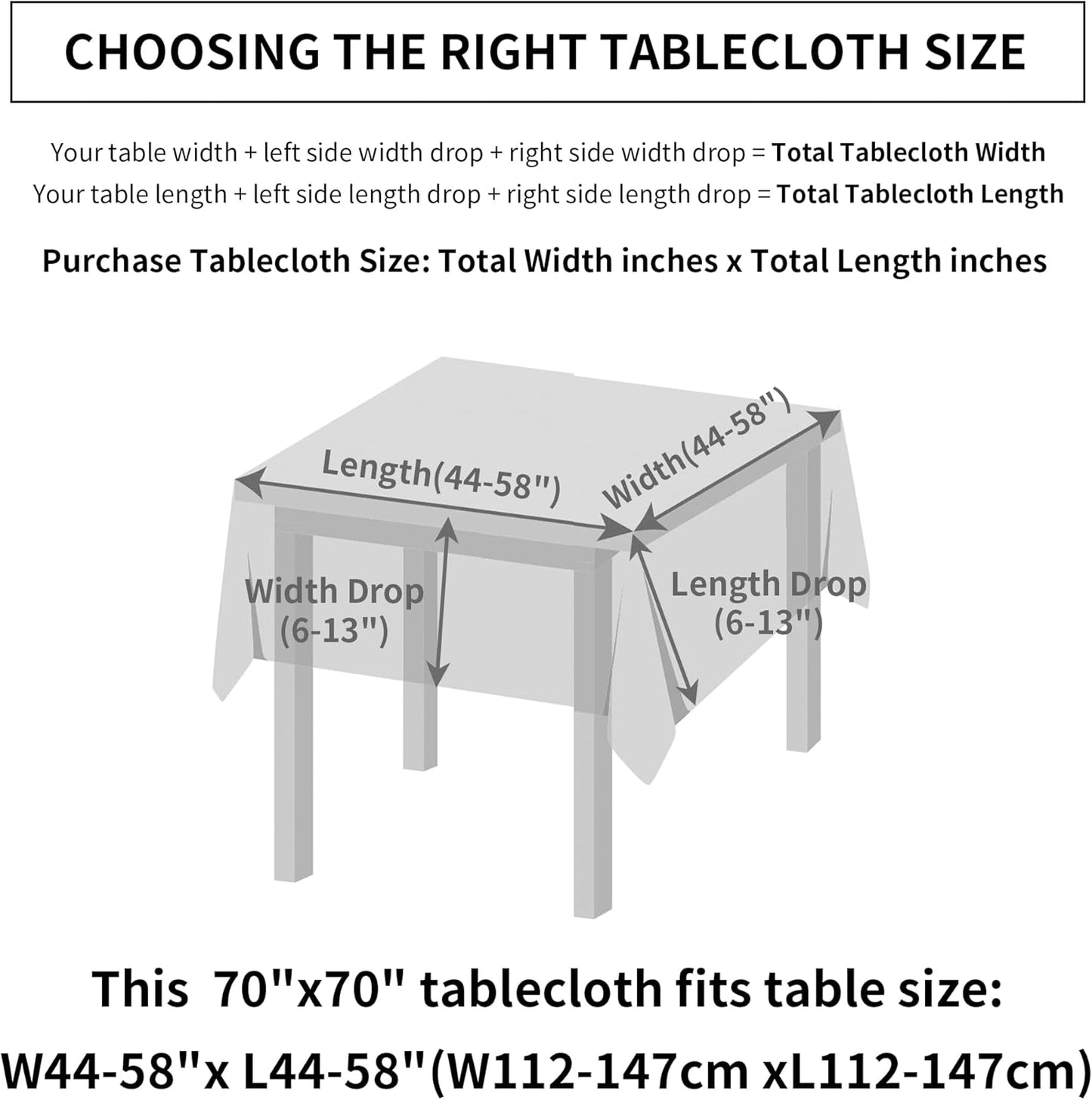 Linen Textured Square Tablecloth, Slubby Lightweight Table Cloth 70 x 70 Inch, Water Resistant Stain Resistant Farmhouse Burlap Table Cover for Kitchen Dining Room