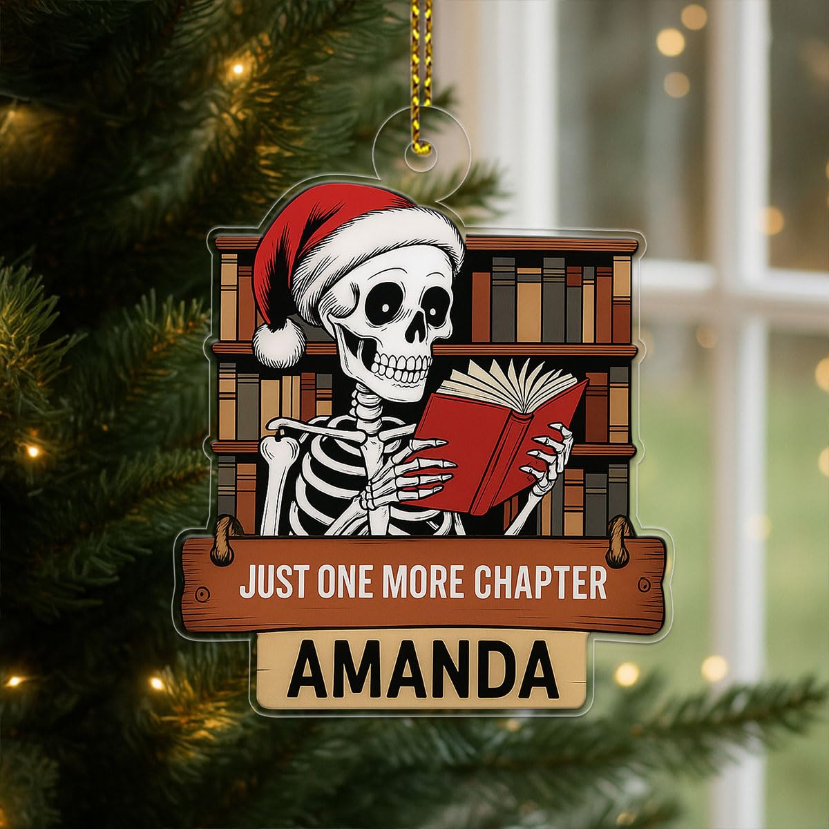 Personalized Just One More Chapter Ornament, Custom Book Lover Christmas Ornament, Holiday Reading Gift, Bookworm Decor, Literary Keepsake Acrylic Ornament – Personalized