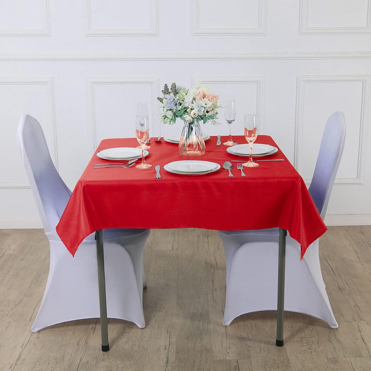 Cupuamon Square Tablecloth 90x90 inch Washable Polyester Fabric Table Cloth for Wedding Party Dining Banquet Decoration（90x90,Red）