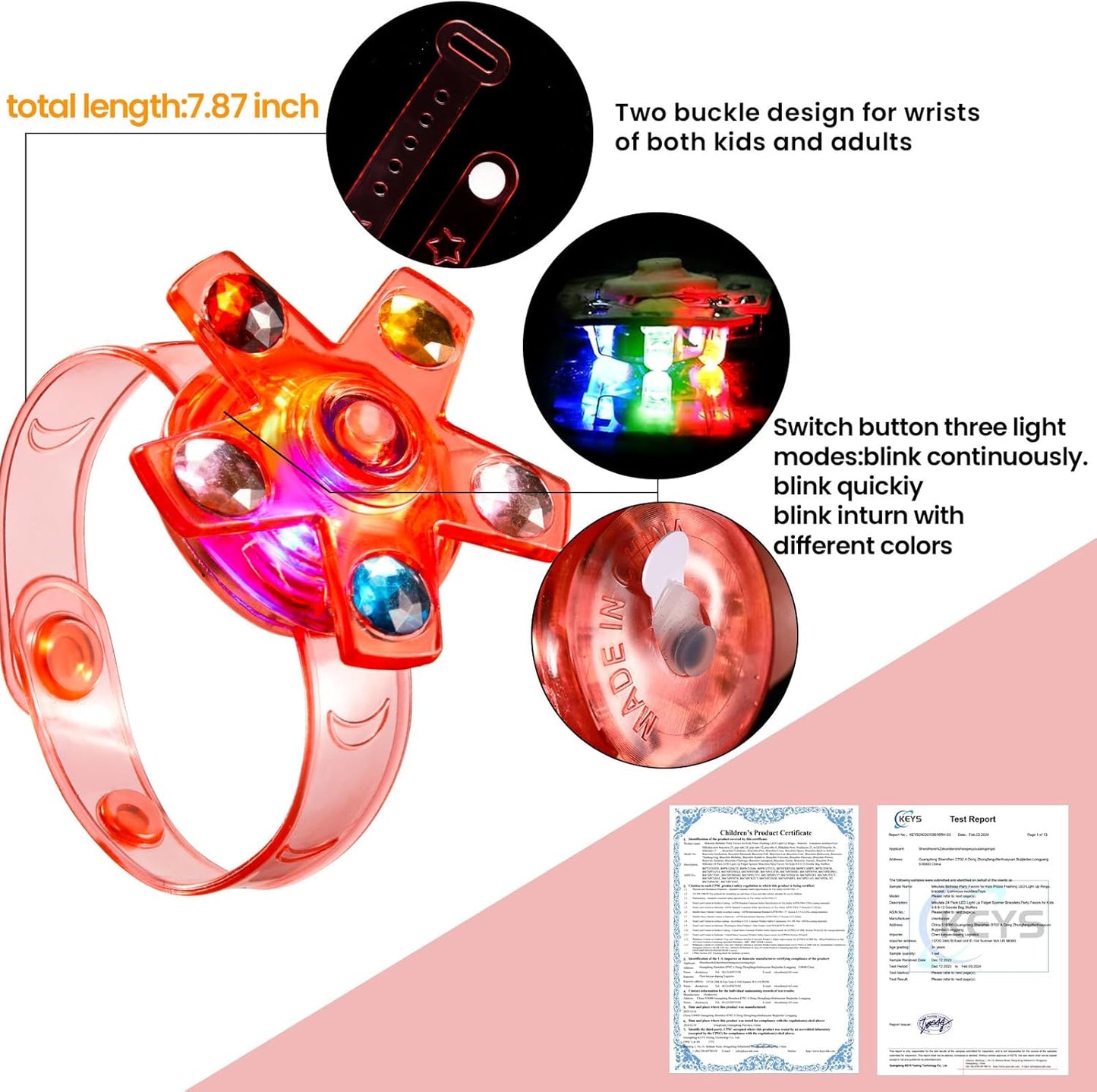 24 Pack Light Up Party Favors for Kids Fidget Spinner Bracelets
