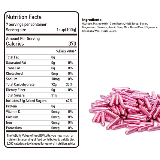Rose Gold Rods Sprinkles, Edible Pearl Sprinkles for Cupcake Decorating, Donut, Cake Decorations, Wedding Party Valentines Easter Supplies, 120g/4.23oz