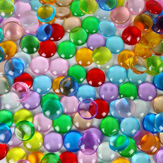 HappyFiller 630 PCS Multi Colored Acrylic Gems Stones 0.6" Plastic Flat Marble Gemstones for Mancala Replacement Beads,Vase Fillers,Arts Crafts,Party Decor Confetti,Fish Bowl Pebbles